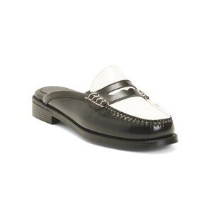 GH BASS Black/white Leather Wynn Easy Weejuns Mules